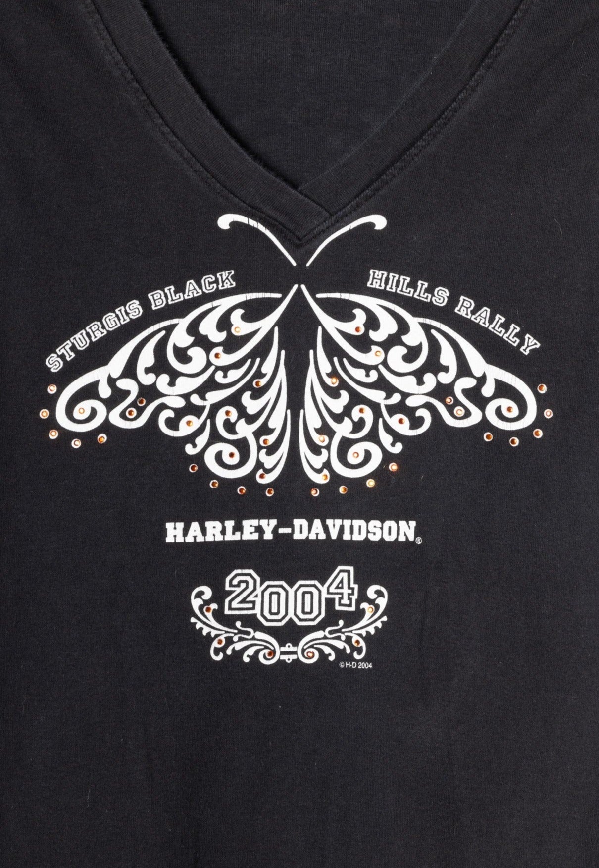 Vintage Harley Davidson 2004 Hills Rally Tank Top - Black tank tops with rhinestoned butterfly print. Size XL (women's slim).