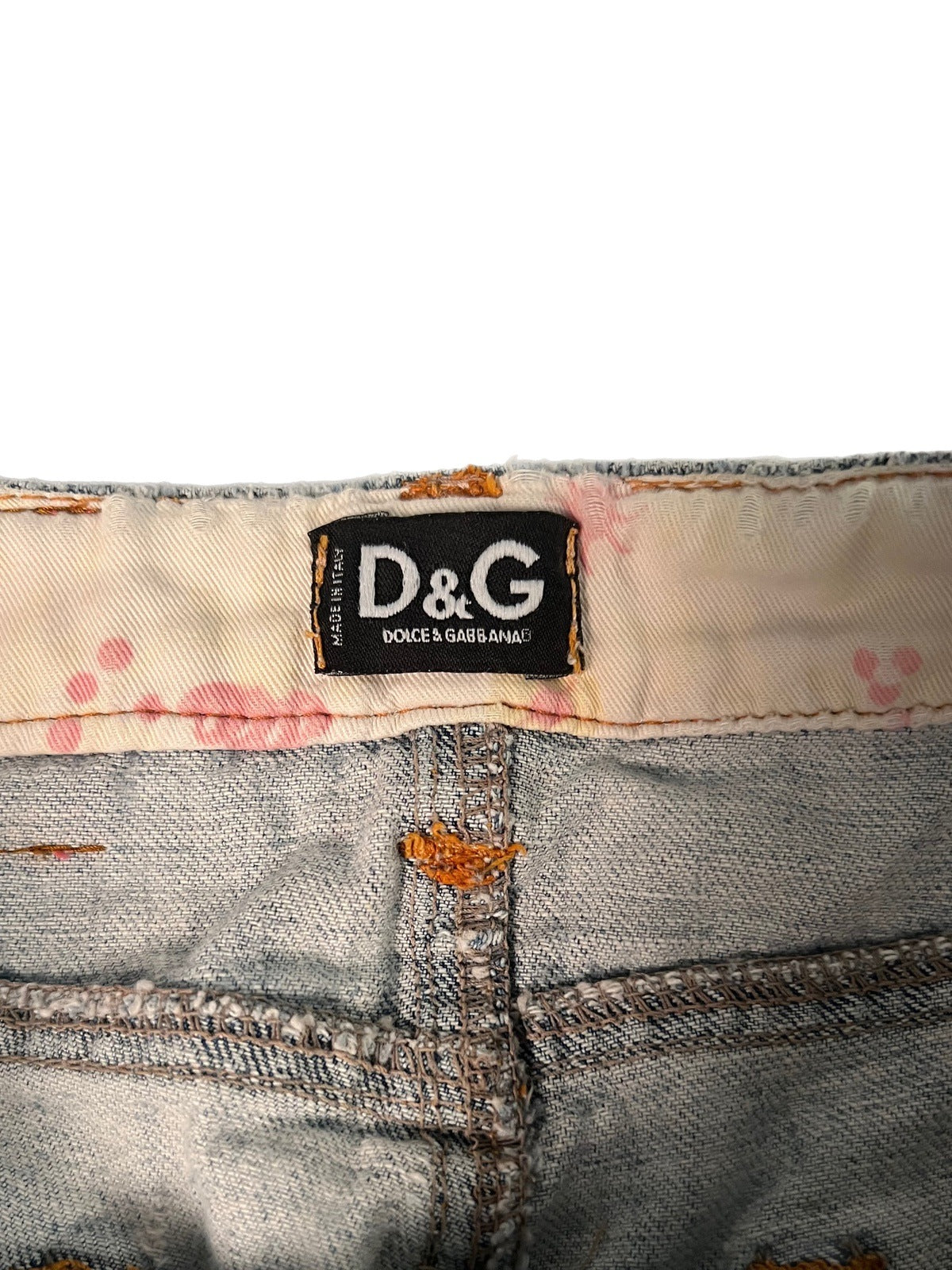 D&G mini denim skirt pink logo