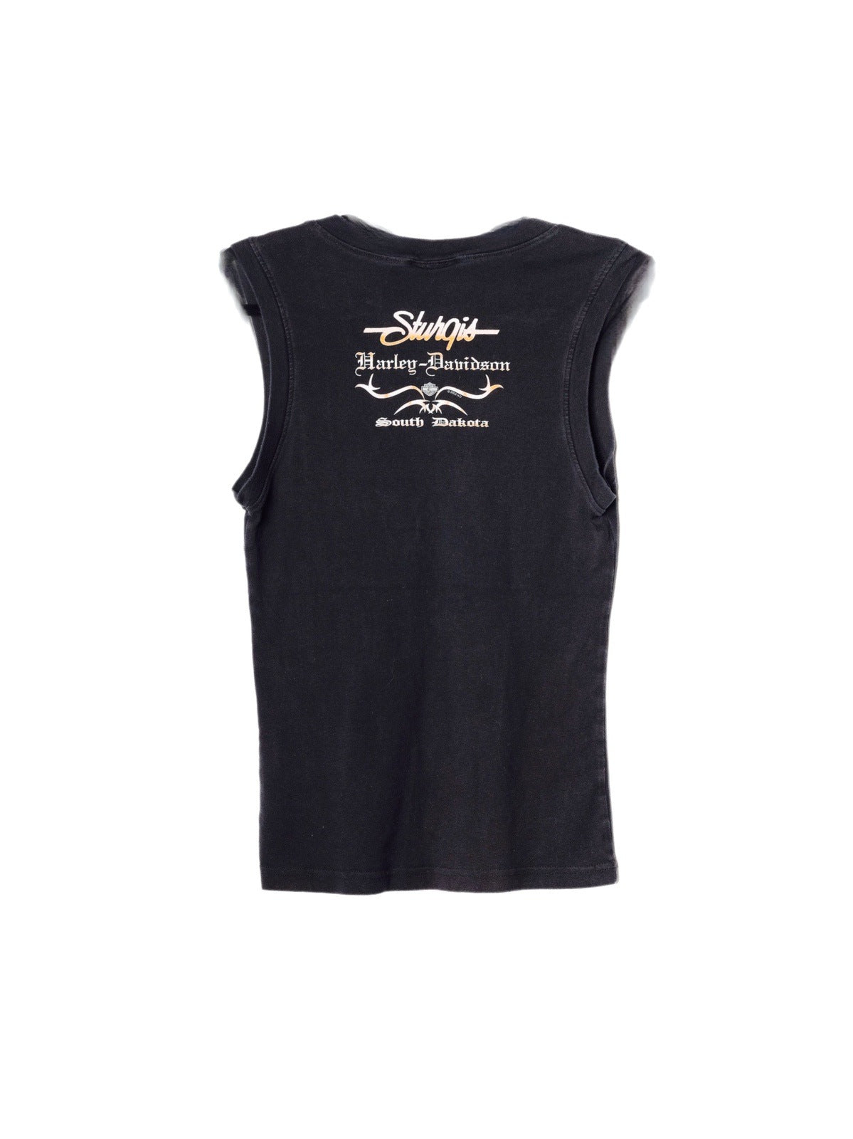 Embrace vintage allure with Vintage Harley Davidson 2004 Hills Rally Tank Top. Black tank tops with rhinestoned butterfly print