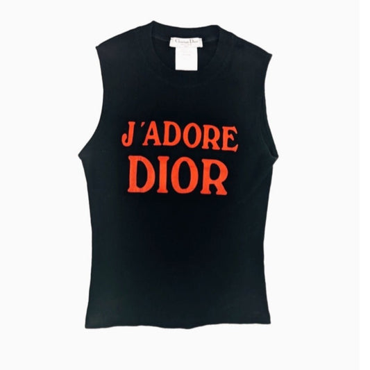 J'adore Dior World Chanpion 1947 Top. The words “world champion 1947” printed on the back & “j’adore dior” on the front 